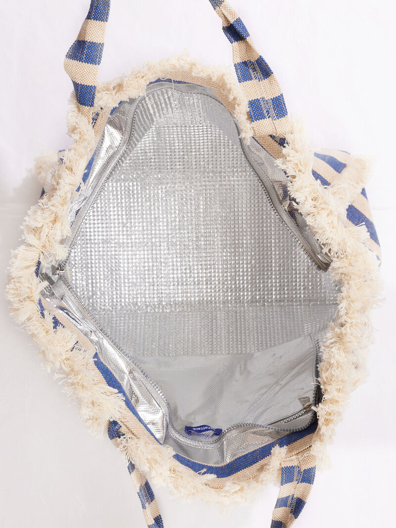 Woman Wears Hat Attack Canvas Cooler Tote image number 1