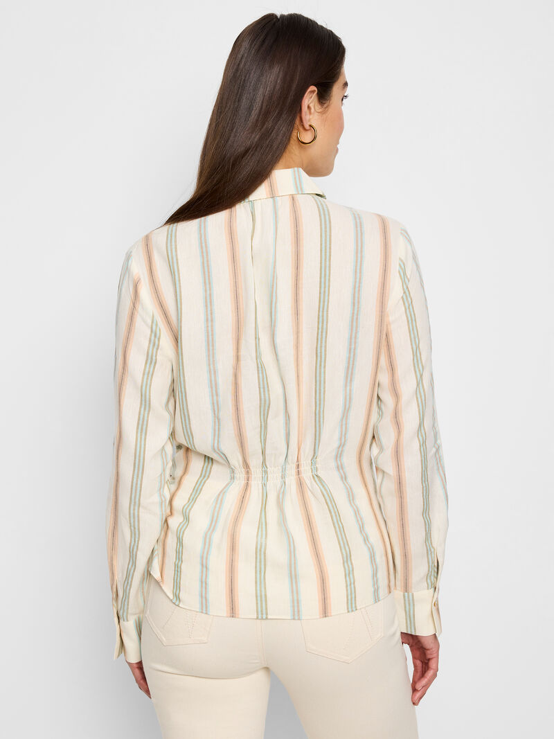 Woman Wears Striped Weekly Wrap Woven Top image number 3