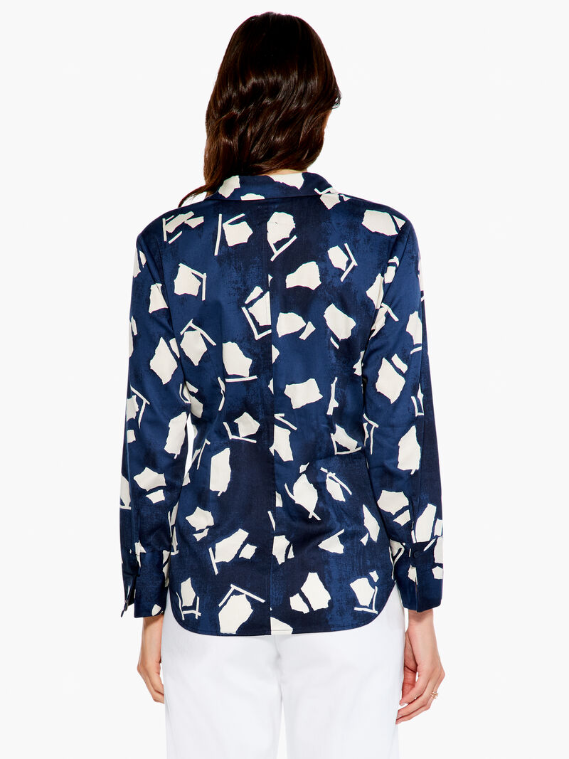 Woman Wears Mosaic Blues Shirt image number 2