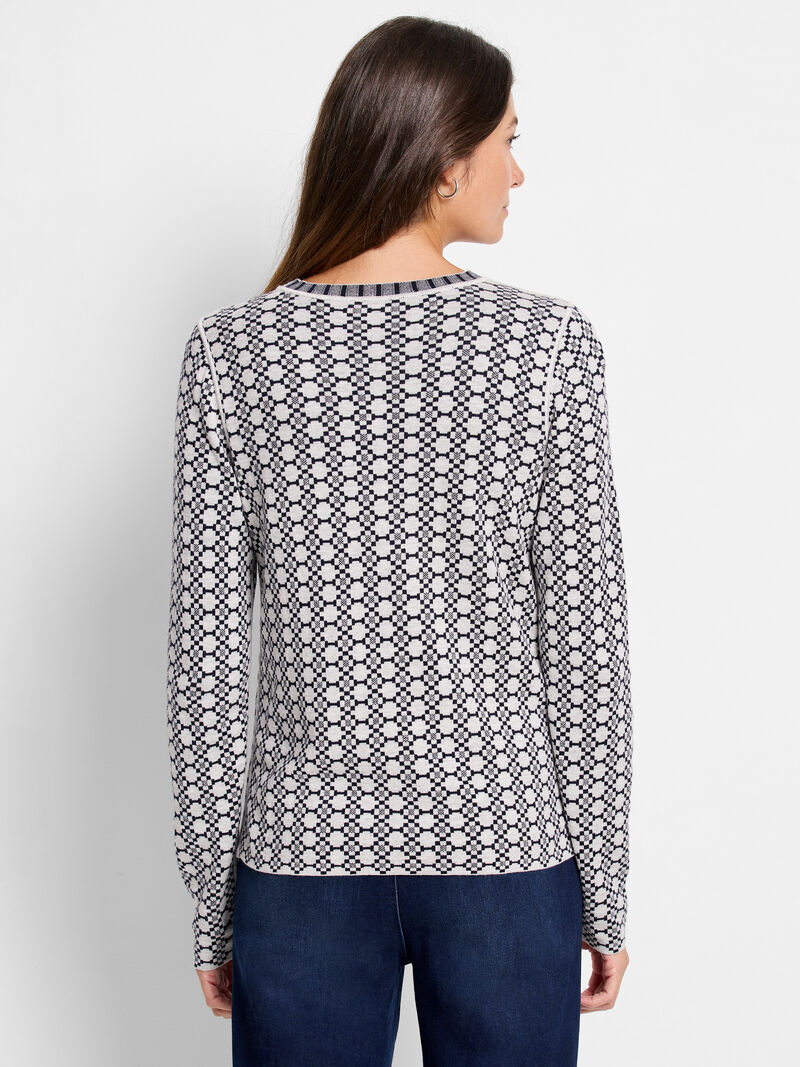 Woman Wears Geo Reversible Sweater Tee image number 4