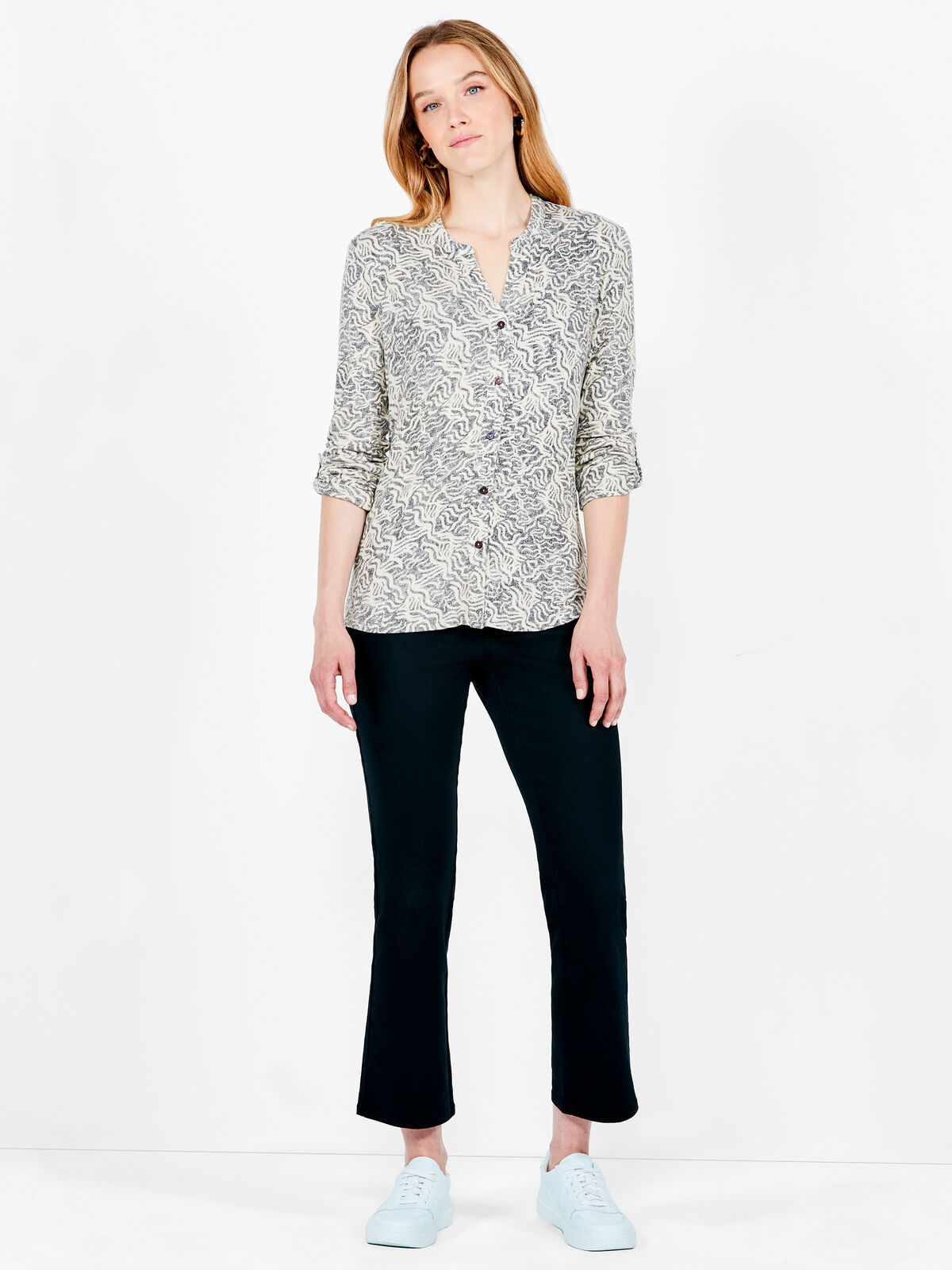 NZT Angled Ikat Convertible Sleeve Shirt