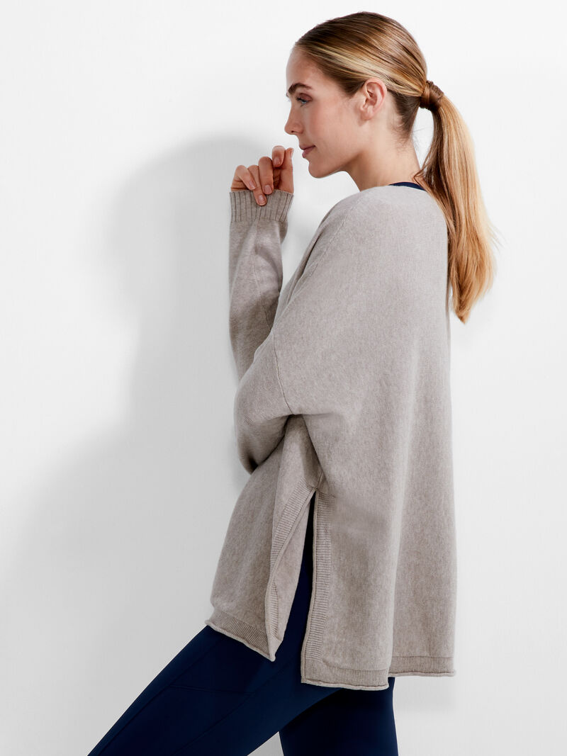 Woman Wears Cool Down Side Slit Sweater image number 2