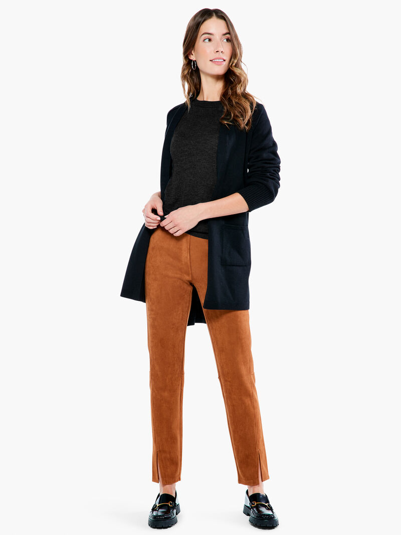 Woman Wears Seams Suede Slim Pant image number 3