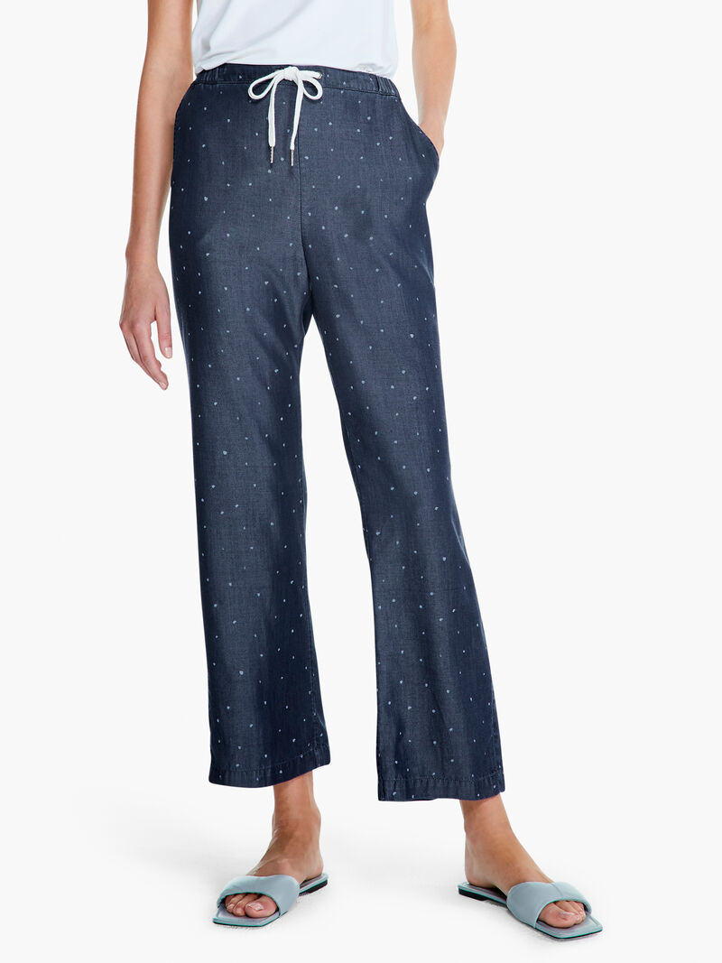 Woman Wears Denim Dot Wide-Leg Pant image number 0