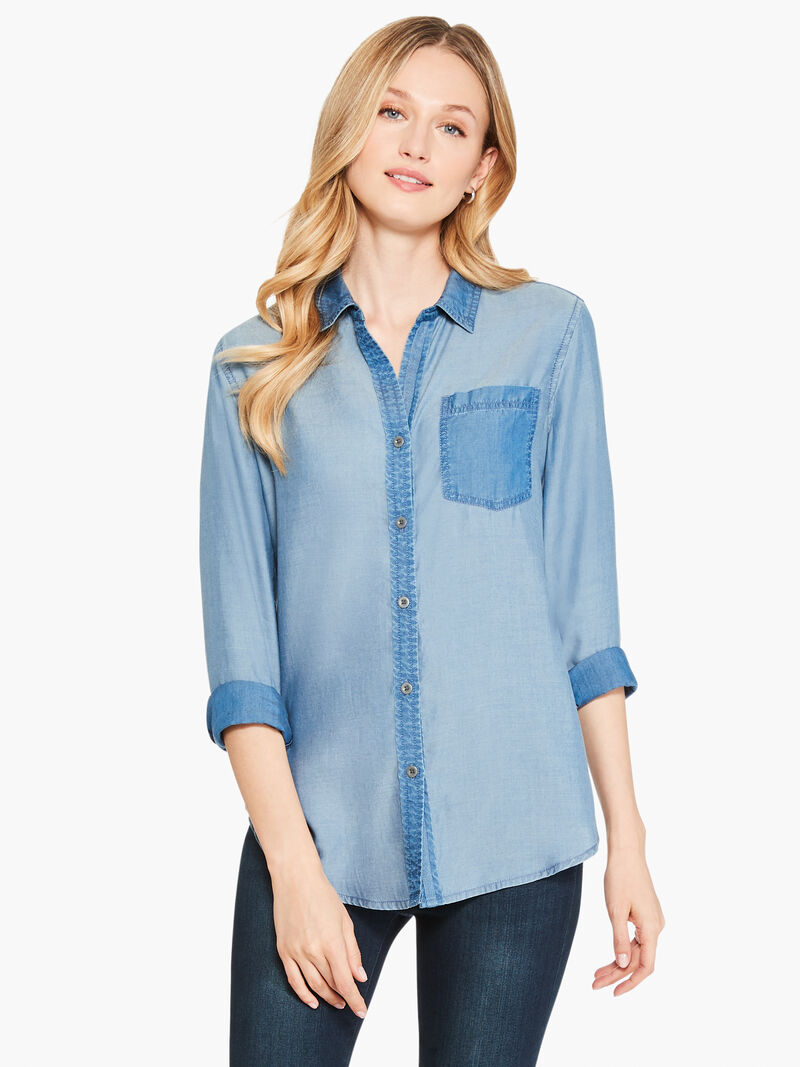 Woman Wears In And Out Chambray Shirt image number 0