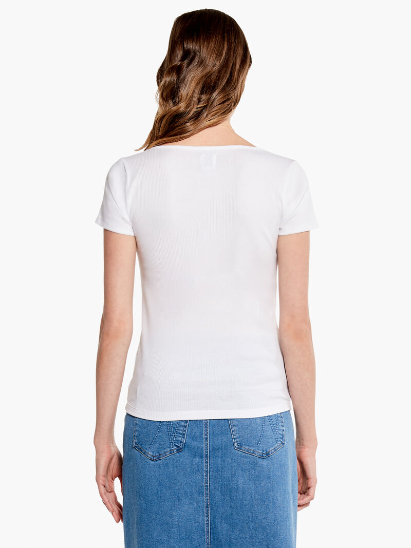 Woman Wears Drapey Rib Scrunch Tee image number 2