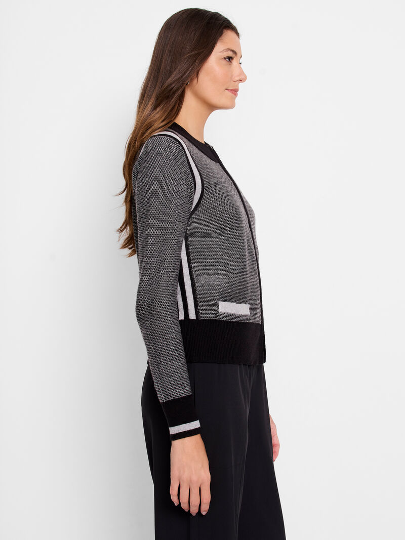 Woman Wears Zip Front Tipped Sweater Cardigan image number 2