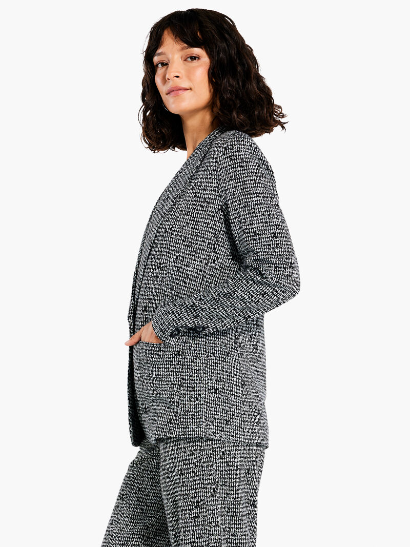 Woman Wears Etched Tweed Knit Blazer image number 1