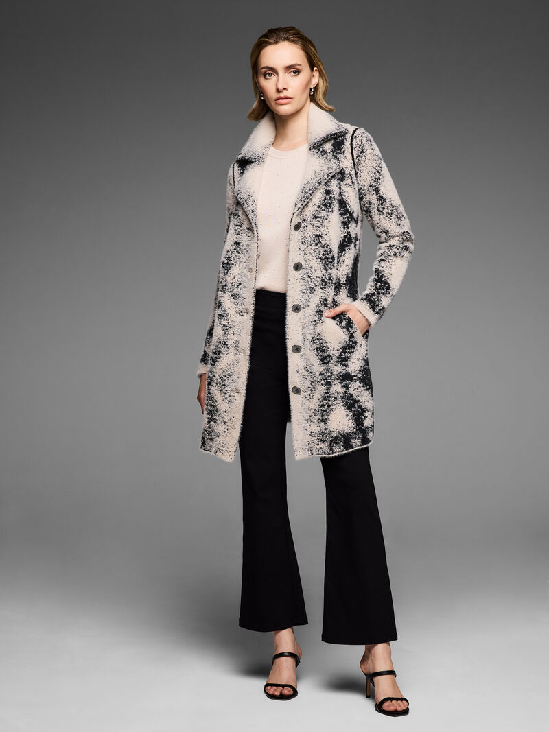 Woman Wears Gold Label Textured Double Knit Diamond Coat image number 0