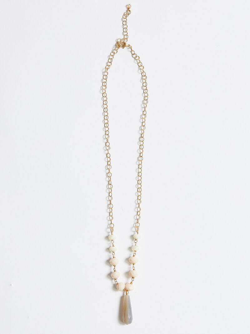 Woman Wears 20 Inch Agate & Crystal Necklace image number 0