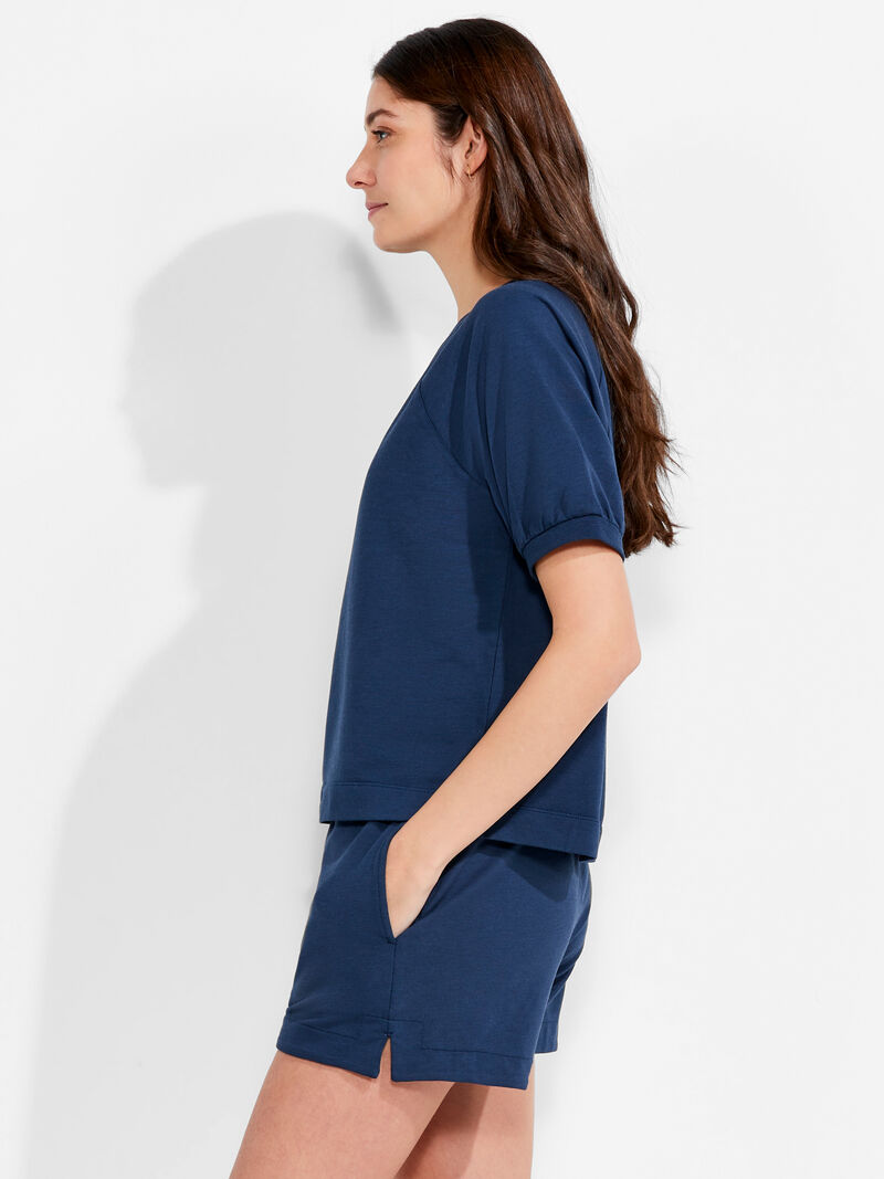 Woman Wears NZT Short Sleeve Round Neck French Terry Top image number 1