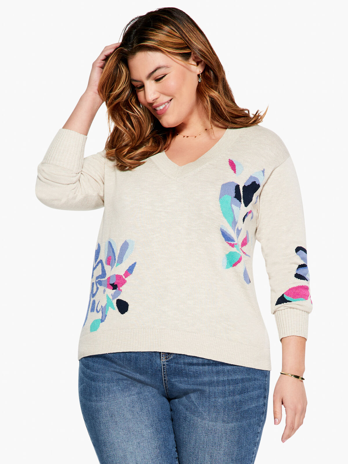 Blooming Short V Sweater