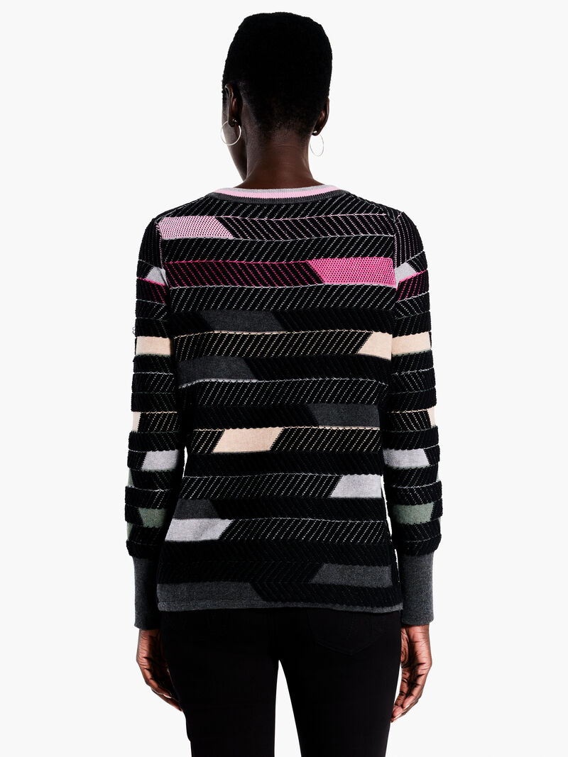Woman Wears Shaded Stripes Sweater image number 2