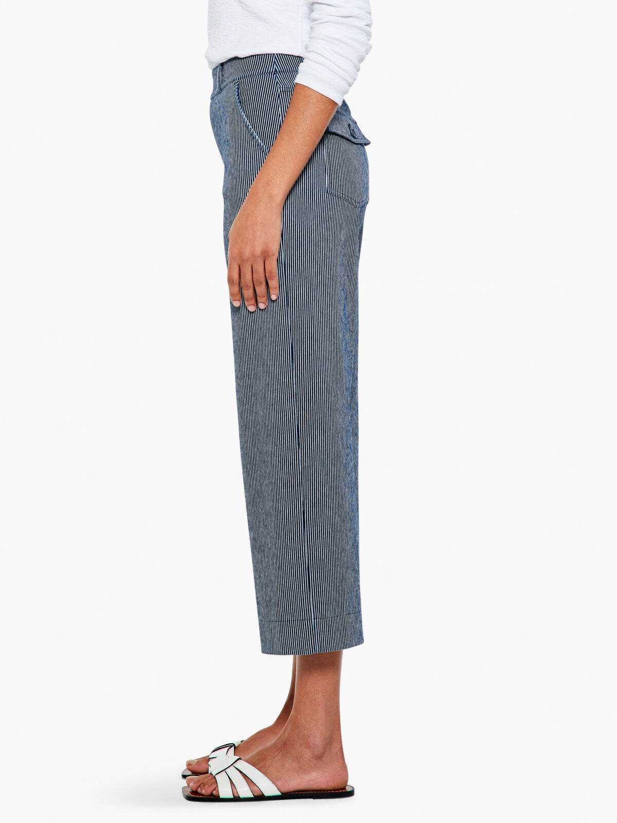 Railroad Stripe Wide-Leg Pocket Pant