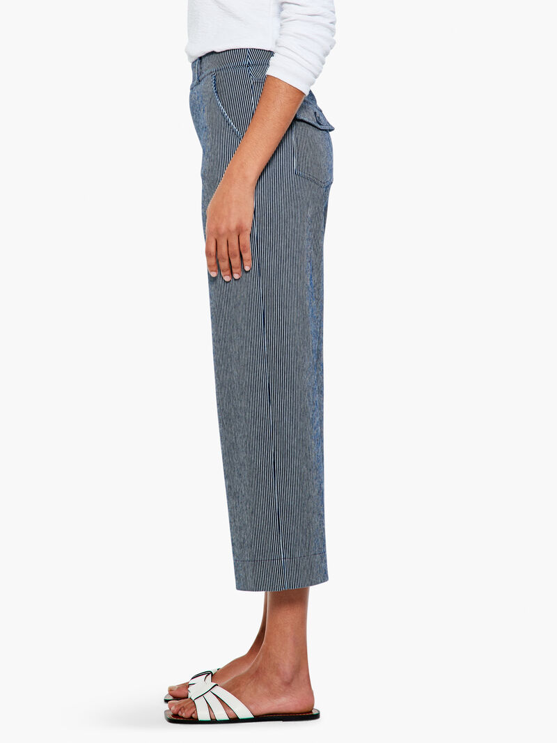 Woman Wears Railroad Stripe Wide-Leg Pocket Pant image number 2