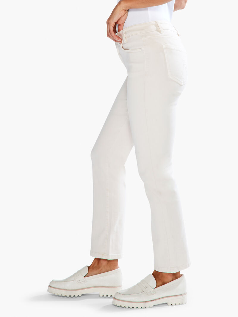 Woman Wears NZ Denim 28" Colored Mid Rise Straight Ankle Jeans image number 1