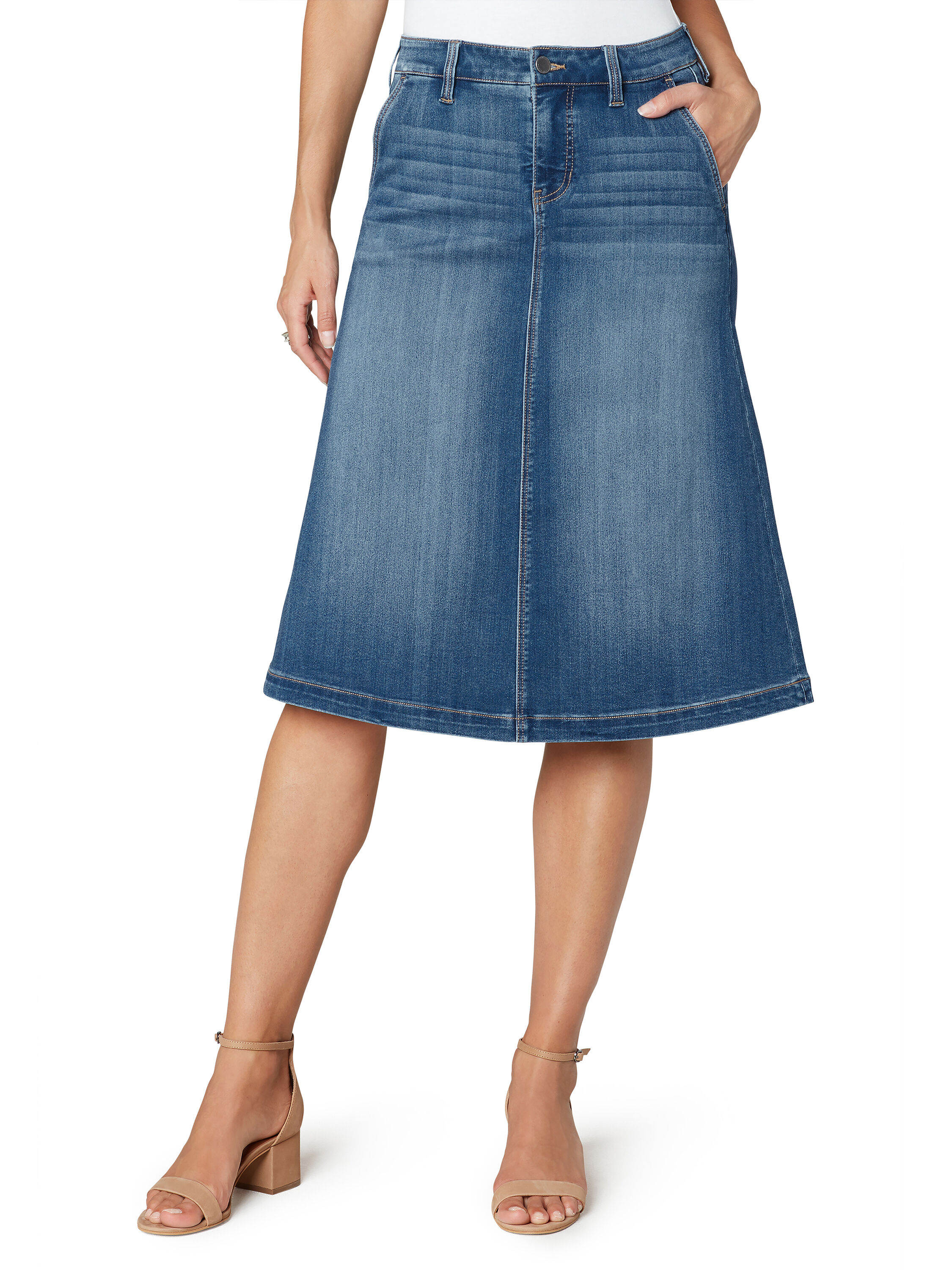 Denim midi circle skirt sale
