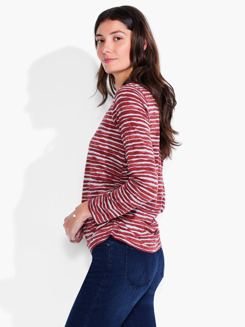 Woman Wears NZT Abstract Stripe Long Sleeve Scoop Neck image number 1