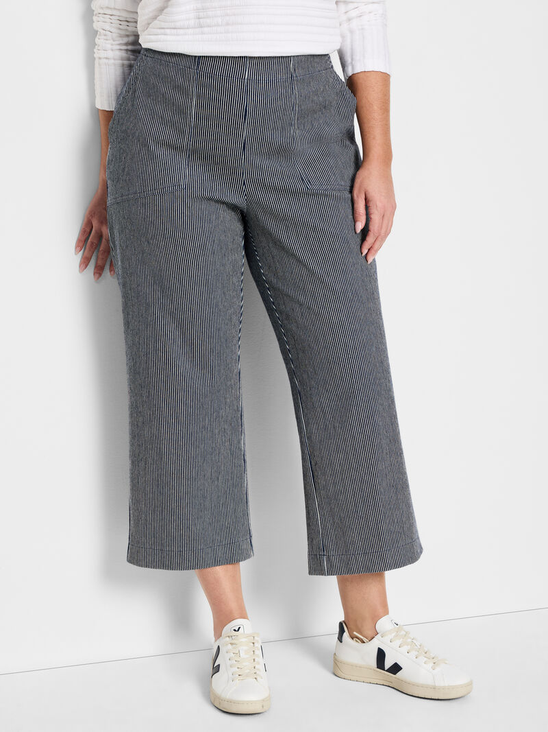 Woman Wears All Day Stripe Wide-Leg Jeans image number 0