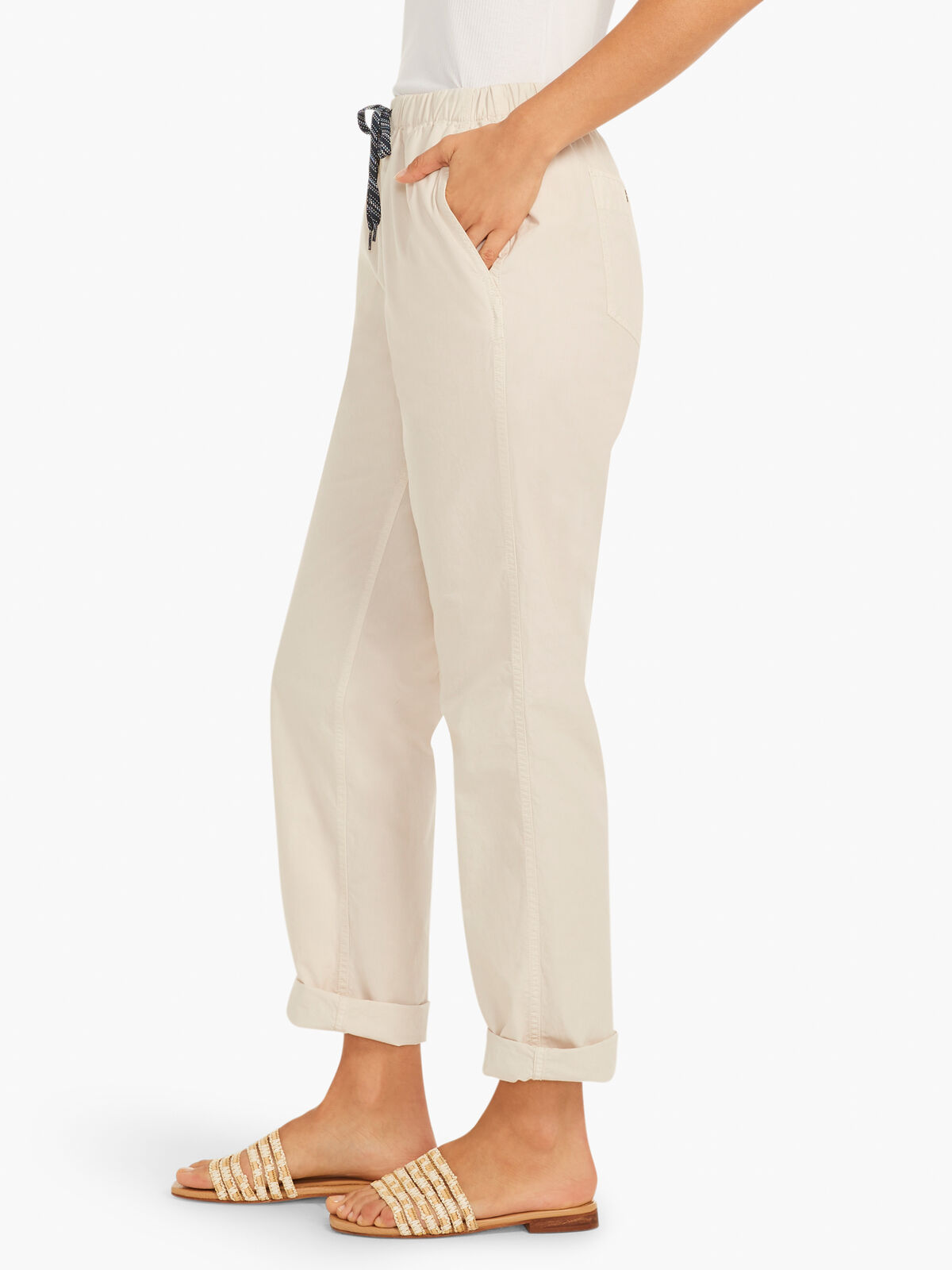 Cotton Poplin Relaxed Ankle Pant