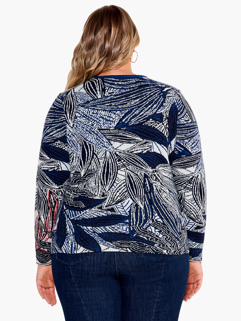 Woman Wears Layered Leaves Sweater image number 2