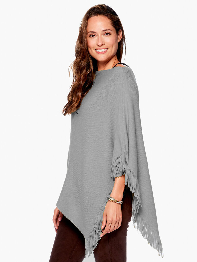 Woman Wears Echo Essentials Milk Fringe Poncho image number 1