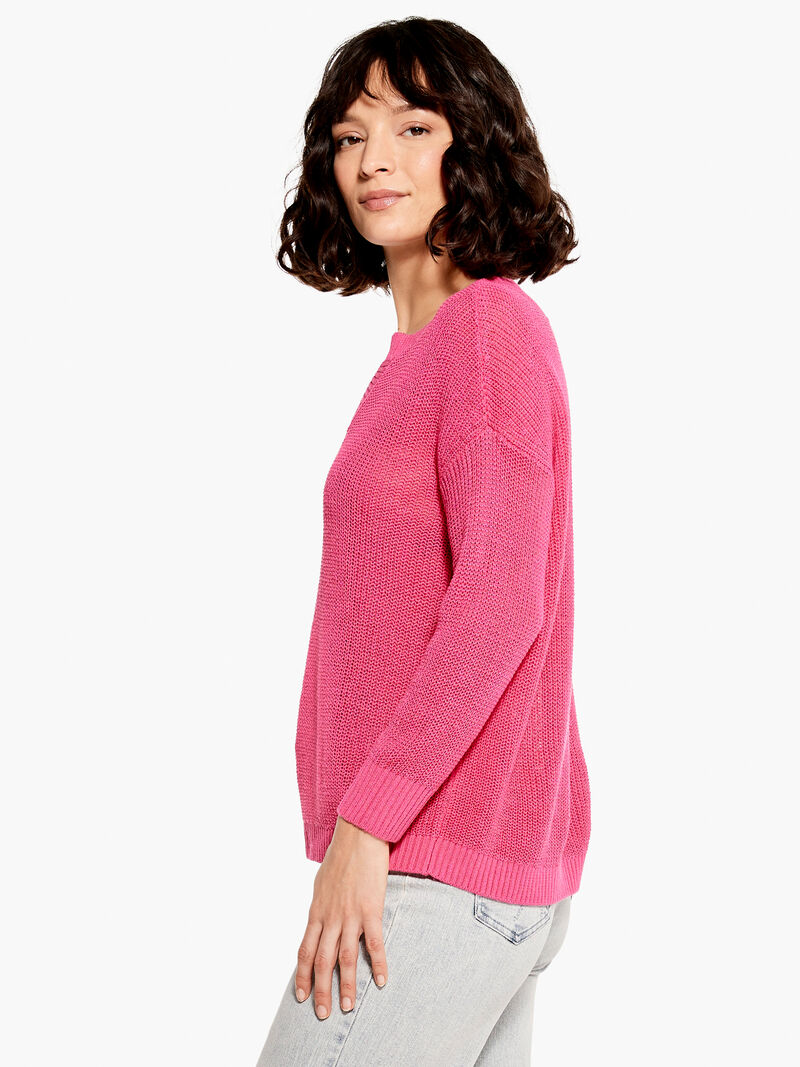 Woman Wears Summer Split Neck Sweater image number 1