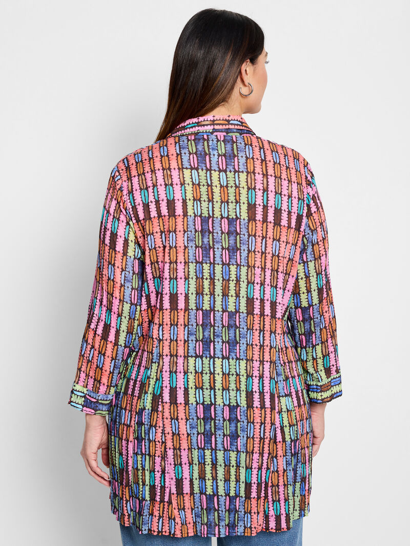 Woman Wears Rainbow Macaroon Long Crinkle Shirt image number 3