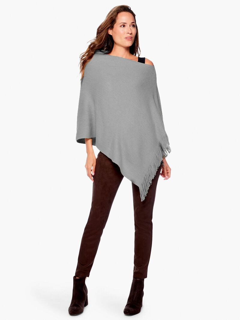 Woman Wears Echo Essentials Milk Fringe Poncho image number 3