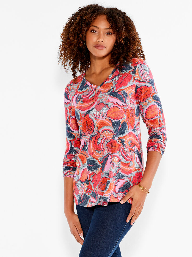 Woman Wears NZT Sweet Dreams Long Sleeve Tropics V Tee image number 1