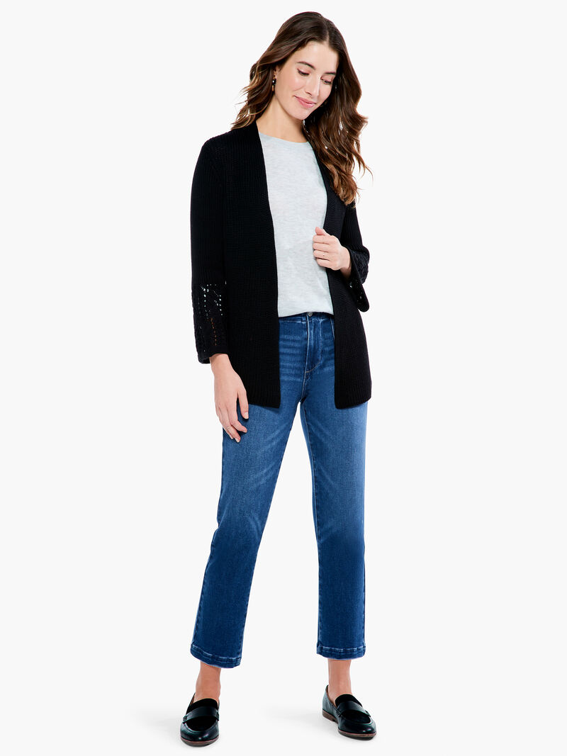 Woman Wears Pointelle Cuff Cardigan image number 4