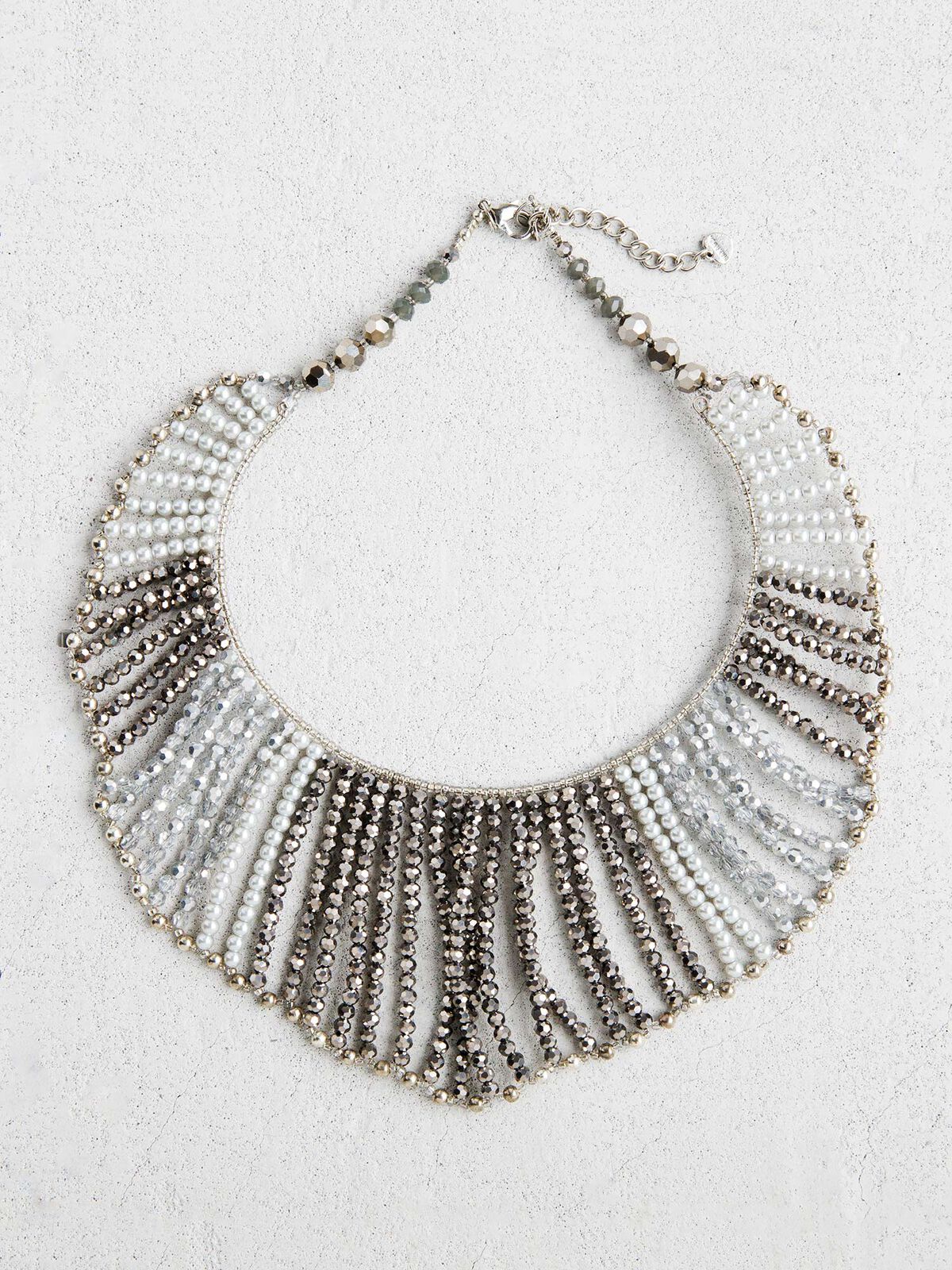 Nakamol Silver Mix Beaded Statement Necklace