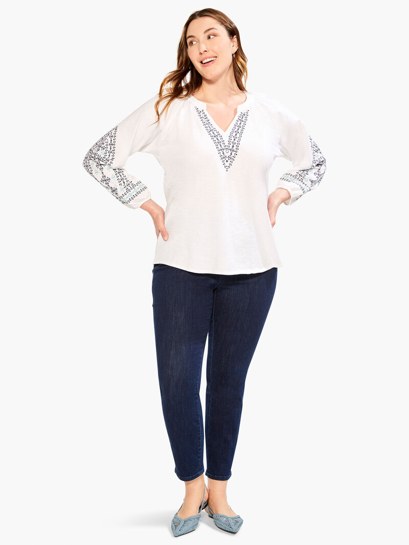 Woman Wears Embroidered Solstice Top image number 3
