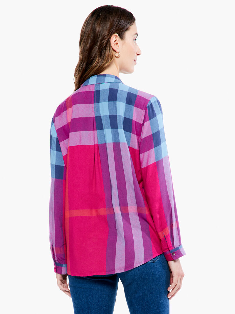 Woman Wears Punchy Plaid Shirt image number 3
