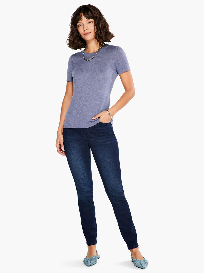 Woman Wears Crew Neck Short Sleeve Sweater Tee image number 3