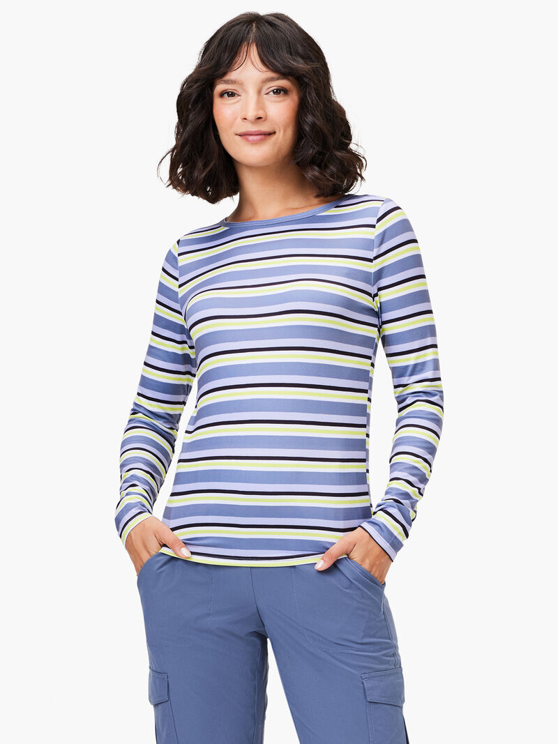 Woman Wears Easy Stripe Flow Fit Top image number 0
