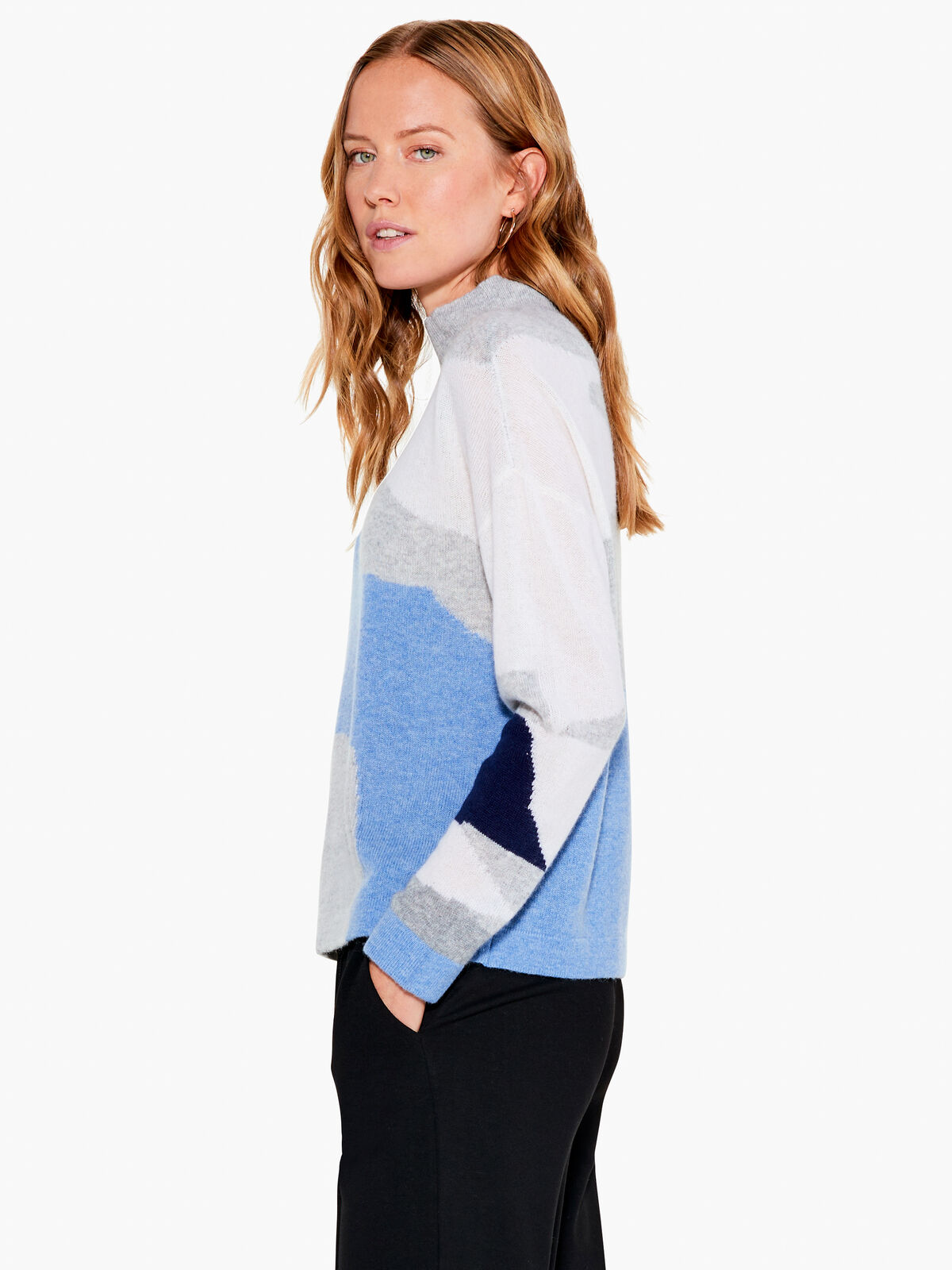 Cascading Blues Cashmere Sweater