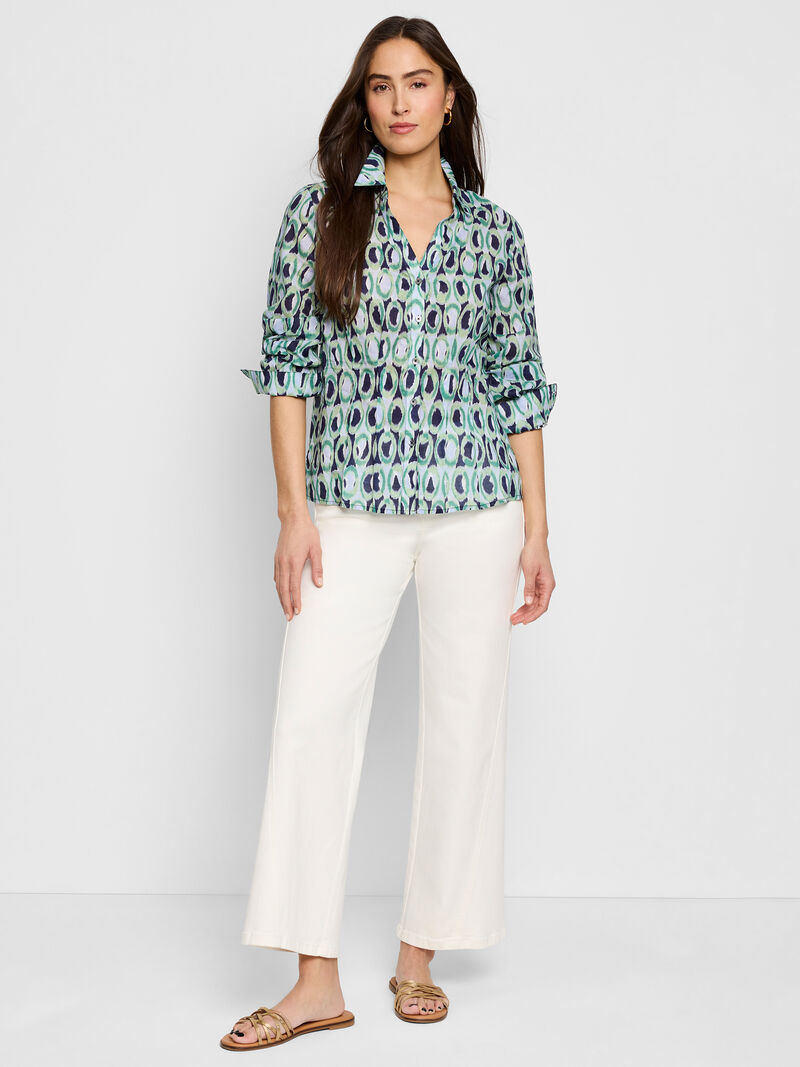 Woman Wears Ikat Rings Tucked Shirt image number 1