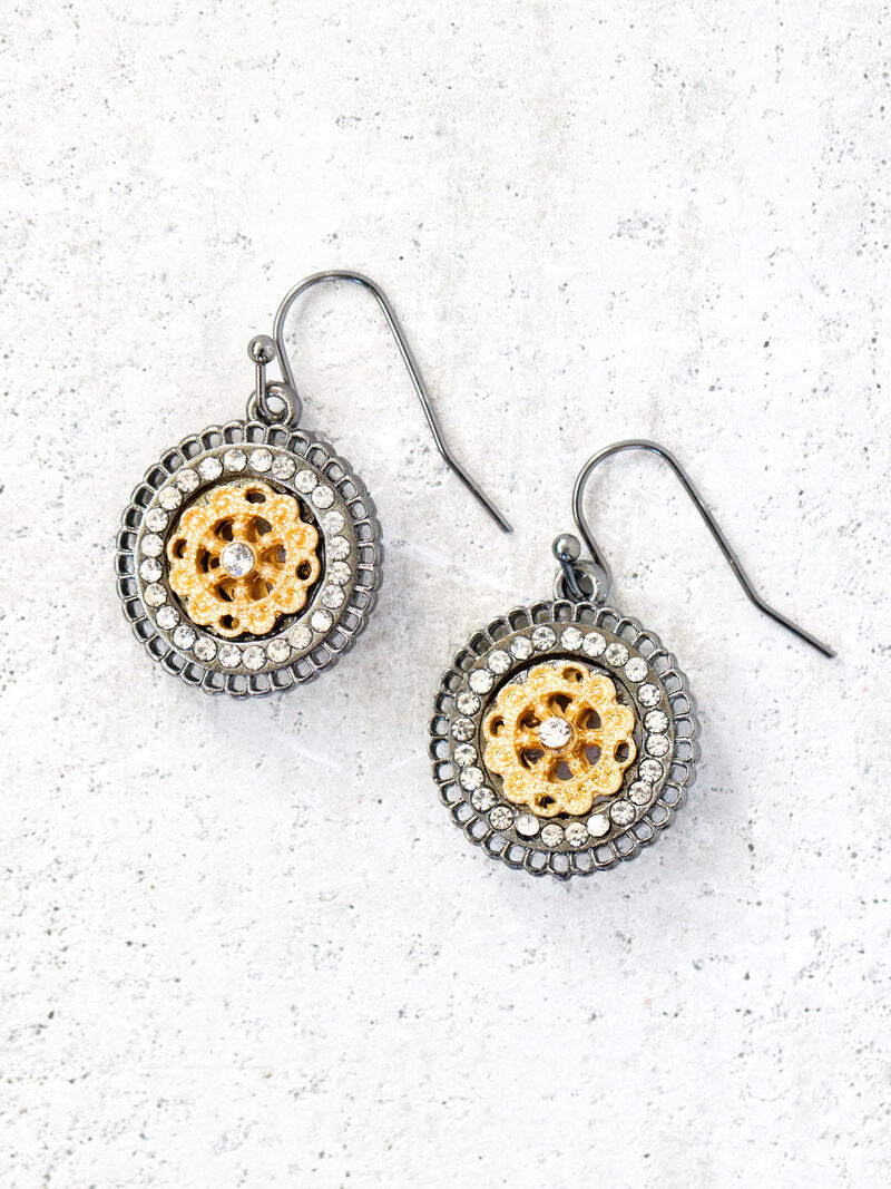 Woman Wears Marlyn Schiff Vintage Disc Earring image number 0