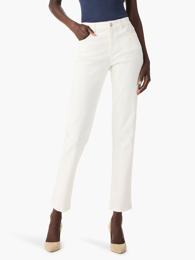 Woman Wears NZ Denim 28" Daytrip Straight Ankle Jeans image number 1
