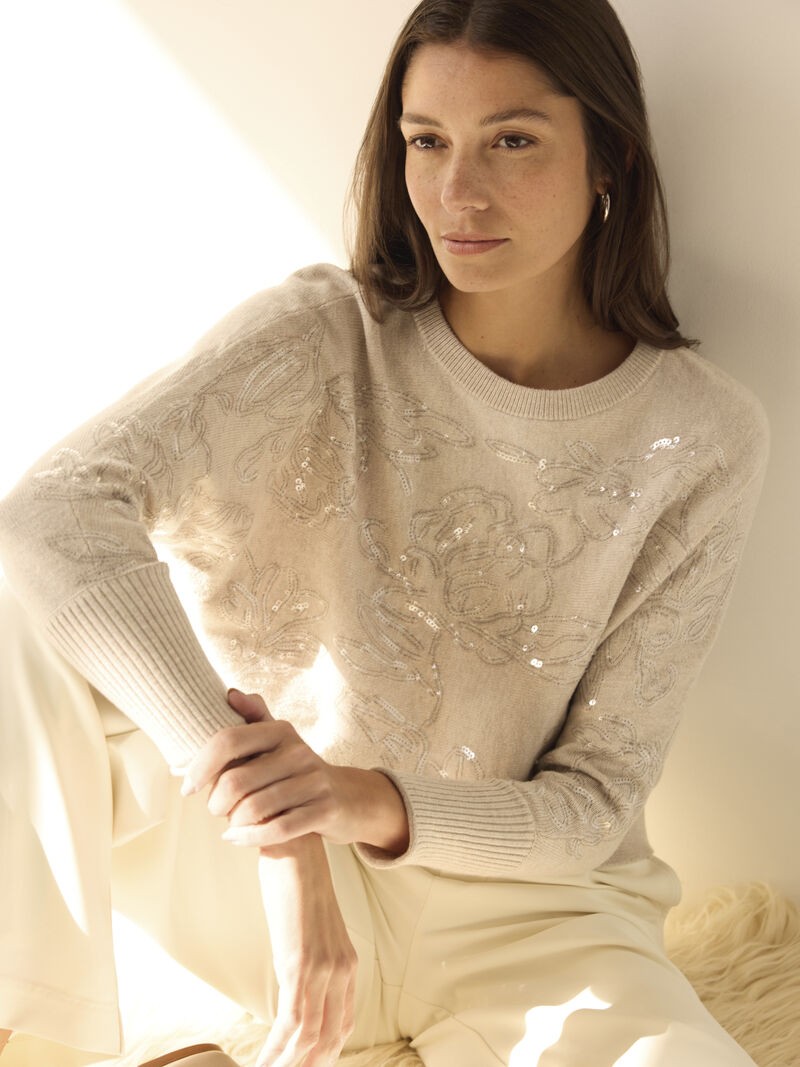 Gold Label Cotton Cashmere Silk Blend Sequin Sweater