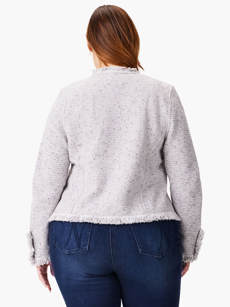 Woman Wears Fringe Mix Knit Jacket image number 2