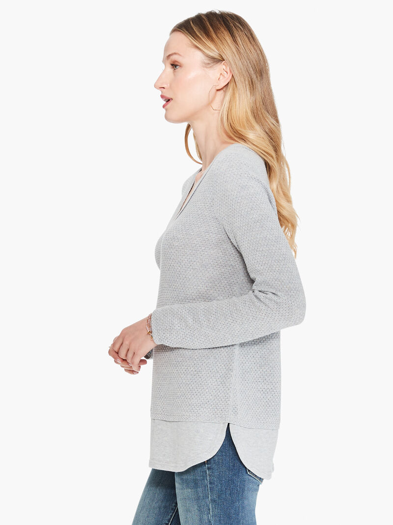 Woman Wears Waffle Vital V Neck Sweater image number 1