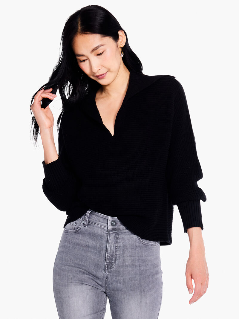 Woman Wears Drape Collar Shaker Sweater image number 0