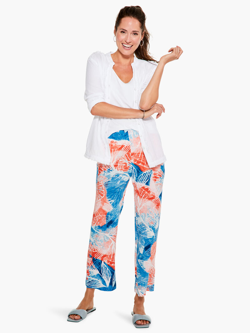 Woman Wears Watercolor Blooms Wide-Leg Pant image number 0