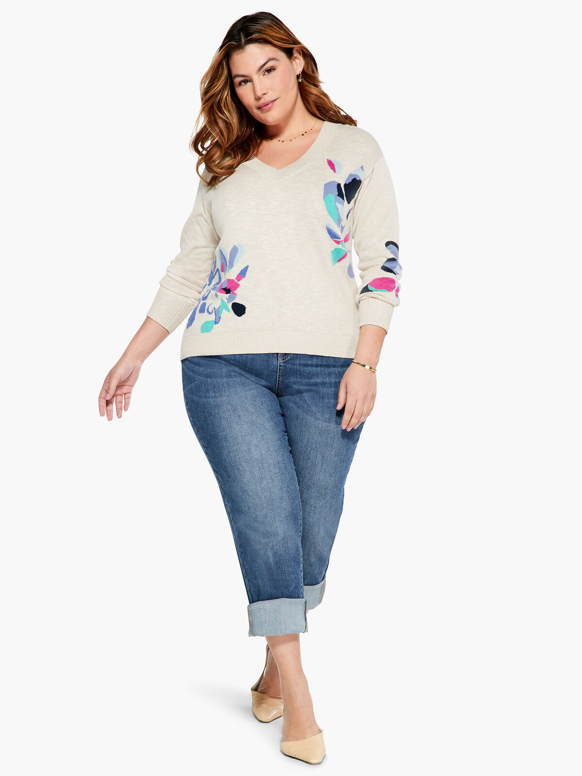 Blooming Short V Sweater