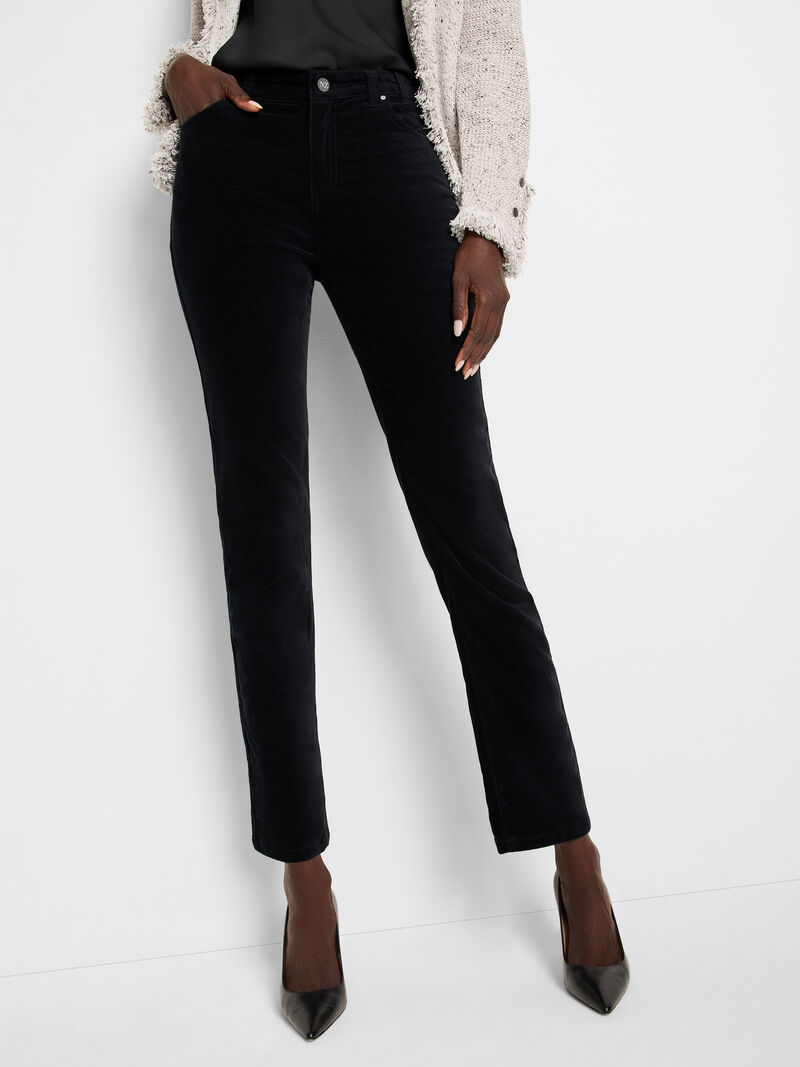 Woman Wears 28" Velvet Straight Ankle Pant image number 0