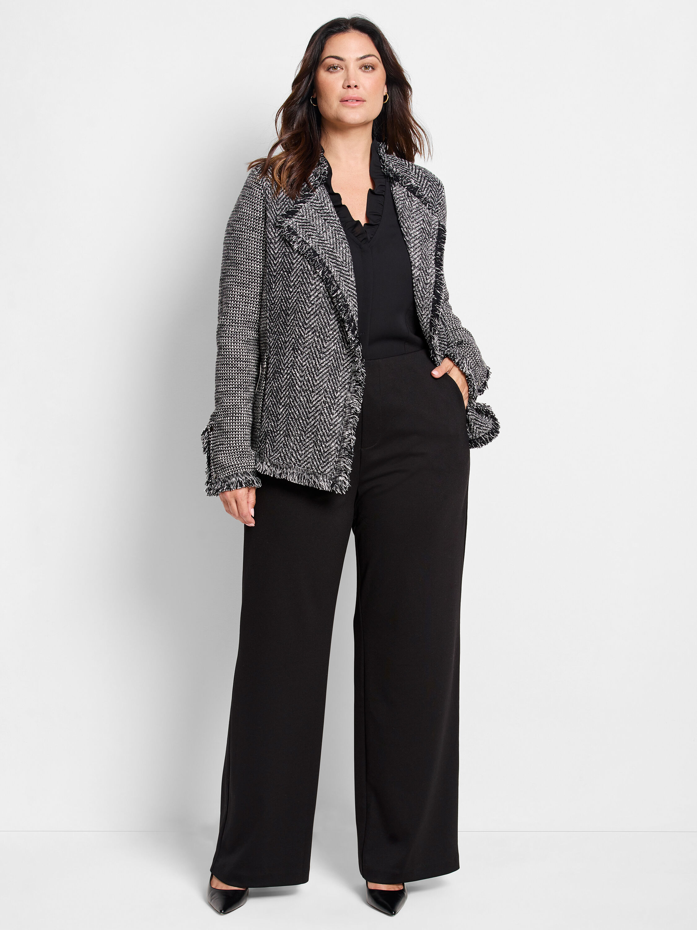 mix fringe melange volume knit （xd） Fringe Mix Jacket | NIC+ZOE