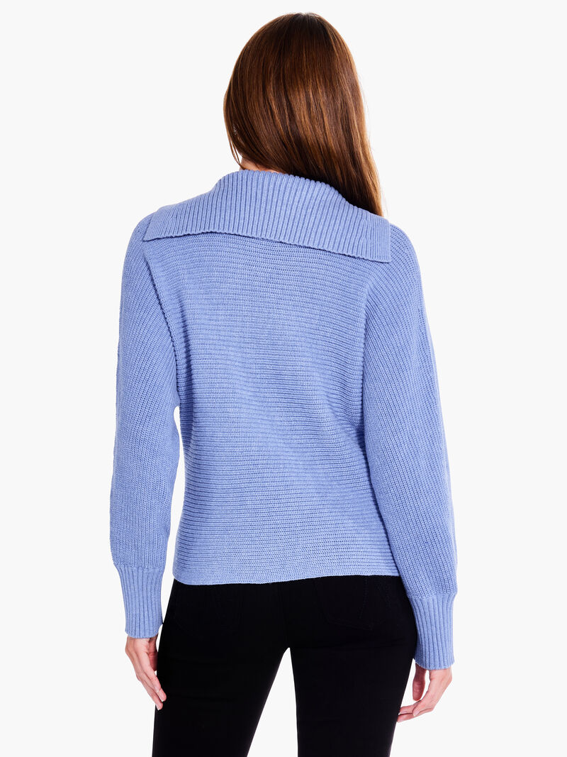 Woman Wears Drape Collar Shaker Sweater image number 3