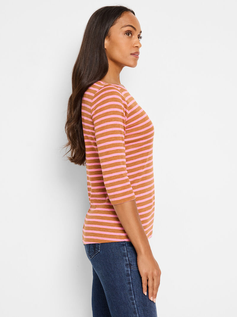 NZT 3/4 Sleeve Stripe Boat Tee